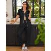 imageEkouaer 2 PackWomens Pajamas Short Sleeve Pjs Notch Collar Button Up Loungewear Cozy Sleepwear SetsZebrablack
