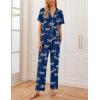 imageEkouaer 2 PackWomens Pajamas Short Sleeve Pjs Notch Collar Button Up Loungewear Cozy Sleepwear SetsZebrablack
