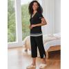 imageEkouaer Capri Pajama Sets for Women Short Sleeve Tops Sleepwear Sleep Sets Pjs Sets Soft Two Piece Loungewear SetsBlack