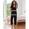 imageEkouaer Capri Pajama Sets for Women Short Sleeve Tops Sleepwear Sleep Sets Pjs Sets Soft Two Piece Loungewear SetsBlack