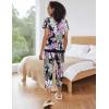 imageEkouaer Capri Pajama Sets for Women Short Sleeve Tops Sleepwear Sleep Sets Pjs Sets Soft Two Piece Loungewear SetsBlack Floral