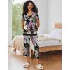 imageEkouaer Capri Pajama Sets for Women Short Sleeve Tops Sleepwear Sleep Sets Pjs Sets Soft Two Piece Loungewear SetsBlack Floral