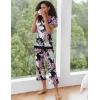 imageEkouaer Capri Pajama Sets for Women Short Sleeve Tops Sleepwear Sleep Sets Pjs Sets Soft Two Piece Loungewear SetsBlack Floral
