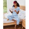 imageEkouaer Capri Pajama Sets for Women Short Sleeve Tops Sleepwear Sleep Sets Pjs Sets Soft Two Piece Loungewear SetsBlue Floral