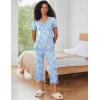imageEkouaer Capri Pajama Sets for Women Short Sleeve Tops Sleepwear Sleep Sets Pjs Sets Soft Two Piece Loungewear SetsBlue Floral