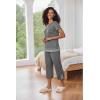 imageEkouaer Capri Pajama Sets for Women Short Sleeve Tops Sleepwear Sleep Sets Pjs Sets Soft Two Piece Loungewear SetsGrey