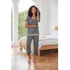 imageEkouaer Capri Pajama Sets for Women Short Sleeve Tops Sleepwear Sleep Sets Pjs Sets Soft Two Piece Loungewear SetsGrey