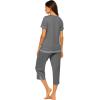 imageEkouaer Capri Pajama Sets for Women Short Sleeve Tops Sleepwear Sleep Sets Pjs Sets Soft Two Piece Loungewear SetsGrey