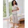 imageEkouaer Capri Pajama Sets for Women Short Sleeve Tops Sleepwear Sleep Sets Pjs Sets Soft Two Piece Loungewear SetsLight Grey