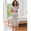 imageEkouaer Capri Pajama Sets for Women Short Sleeve Tops Sleepwear Sleep Sets Pjs Sets Soft Two Piece Loungewear SetsLight Grey