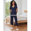 imageEkouaer Capri Pajama Sets for Women Short Sleeve Tops Sleepwear Sleep Sets Pjs Sets Soft Two Piece Loungewear SetsNavy Blue
