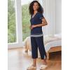 imageEkouaer Capri Pajama Sets for Women Short Sleeve Tops Sleepwear Sleep Sets Pjs Sets Soft Two Piece Loungewear SetsNavy Blue
