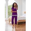 imageEkouaer Capri Pajama Sets for Women Short Sleeve Tops Sleepwear Sleep Sets Pjs Sets Soft Two Piece Loungewear SetsPurple