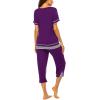 imageEkouaer Capri Pajama Sets for Women Short Sleeve Tops Sleepwear Sleep Sets Pjs Sets Soft Two Piece Loungewear SetsPurple