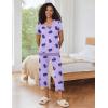 imageEkouaer Capri Pajama Sets for Women Short Sleeve Tops Sleepwear Sleep Sets Pjs Sets Soft Two Piece Loungewear SetsPurple Dinosaur