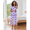 imageEkouaer Capri Pajama Sets for Women Short Sleeve Tops Sleepwear Sleep Sets Pjs Sets Soft Two Piece Loungewear SetsPurple Dinosaur