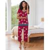 imageEkouaer Capri Pajama Sets for Women Short Sleeve Tops Sleepwear Sleep Sets Pjs Sets Soft Two Piece Loungewear SetsRose Red Sheep