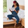 imageEkouaer Capri Pajama Sets for Women Short Sleeve Tops Sleepwear Sleep Sets Pjs Sets Soft Two Piece Loungewear SetsSteelblue