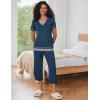 imageEkouaer Capri Pajama Sets for Women Short Sleeve Tops Sleepwear Sleep Sets Pjs Sets Soft Two Piece Loungewear SetsSteelblue