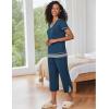 imageEkouaer Capri Pajama Sets for Women Short Sleeve Tops Sleepwear Sleep Sets Pjs Sets Soft Two Piece Loungewear SetsSteelblue