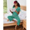 imageEkouaer Capri Pajama Sets for Women Short Sleeve Tops Sleepwear Sleep Sets Pjs Sets Soft Two Piece Loungewear SetsTurquoise