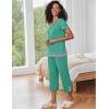 imageEkouaer Capri Pajama Sets for Women Short Sleeve Tops Sleepwear Sleep Sets Pjs Sets Soft Two Piece Loungewear SetsTurquoise