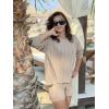 imageEkouaer Knit Lounge Sets for Women 2 Piece Cozy Long Sleeve Pullover Sweater Top and Shorts Set Sweatsuit OutfitsKhaki