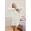 imageEkouaer Knit Lounge Sets for Women 2 Piece Cozy Long Sleeve Pullover Sweater Top and Shorts Set Sweatsuit OutfitsWhite