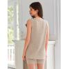 imageEkouaer Womens 2 Piece Lounge Set Ribbed Knit Pajamas Sleeveless Sleepwear Biker Shorts Loungewear Outfit SXXLBeige