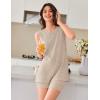 imageEkouaer Womens 2 Piece Lounge Set Ribbed Knit Pajamas Sleeveless Sleepwear Biker Shorts Loungewear Outfit SXXLBeige