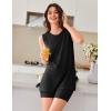 imageEkouaer Womens 2 Piece Lounge Set Ribbed Knit Pajamas Sleeveless Sleepwear Biker Shorts Loungewear Outfit SXXLBlack