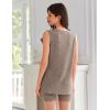 imageEkouaer Womens 2 Piece Lounge Set Ribbed Knit Pajamas Sleeveless Sleepwear Biker Shorts Loungewear Outfit SXXLBrown
