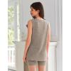 imageEkouaer Womens 2 Piece Lounge Set Ribbed Knit Pajamas Sleeveless Sleepwear Biker Shorts Loungewear Outfit SXXLKhaki