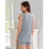 imageEkouaer Womens 2 Piece Lounge Set Ribbed Knit Pajamas Sleeveless Sleepwear Biker Shorts Loungewear Outfit SXXLLight Blue