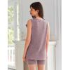 imageEkouaer Womens 2 Piece Lounge Set Ribbed Knit Pajamas Sleeveless Sleepwear Biker Shorts Loungewear Outfit SXXLPurple Red