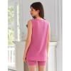 imageEkouaer Womens 2 Piece Lounge Set Ribbed Knit Pajamas Sleeveless Sleepwear Biker Shorts Loungewear Outfit SXXLRose Red