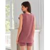 imageEkouaer Womens 2 Piece Lounge Set Ribbed Knit Pajamas Sleeveless Sleepwear Biker Shorts Loungewear Outfit SXXLWine Red