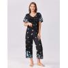 imageEkouaer Womens Capri Pajama Set Short Sleeve Top and Pants 2 Piece Sleepwear Floral Print Ladies Pjs SetsBlack Butterfly