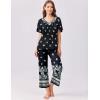 imageEkouaer Womens Capri Pajama Set Short Sleeve Top and Pants 2 Piece Sleepwear Floral Print Ladies Pjs SetsBlack White Flower
