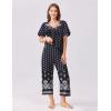 imageEkouaer Womens Capri Pajama Set Short Sleeve Top and Pants 2 Piece Sleepwear Floral Print Ladies Pjs SetsBlack White Print