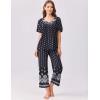 imageEkouaer Womens Capri Pajama Set Short Sleeve Top and Pants 2 Piece Sleepwear Floral Print Ladies Pjs SetsBlack White Print