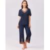 imageEkouaer Womens Capri Pajama Set Short Sleeve Top and Pants 2 Piece Sleepwear Floral Print Ladies Pjs SetsBlue Feather
