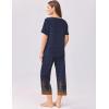 imageEkouaer Womens Capri Pajama Set Short Sleeve Top and Pants 2 Piece Sleepwear Floral Print Ladies Pjs SetsBlue Feather