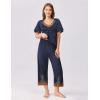 imageEkouaer Womens Capri Pajama Set Short Sleeve Top and Pants 2 Piece Sleepwear Floral Print Ladies Pjs SetsBlue Feather