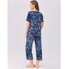 imageEkouaer Womens Capri Pajama Set Short Sleeve Top and Pants 2 Piece Sleepwear Floral Print Ladies Pjs SetsBlue Flower