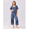 imageEkouaer Womens Capri Pajama Set Short Sleeve Top and Pants 2 Piece Sleepwear Floral Print Ladies Pjs SetsBlue Flower