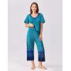 imageEkouaer Womens Capri Pajama Set Short Sleeve Top and Pants 2 Piece Sleepwear Floral Print Ladies Pjs SetsBlue Green