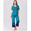 imageEkouaer Womens Capri Pajama Set Short Sleeve Top and Pants 2 Piece Sleepwear Floral Print Ladies Pjs SetsBlue Green