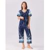 imageEkouaer Womens Capri Pajama Set Short Sleeve Top and Pants 2 Piece Sleepwear Floral Print Ladies Pjs SetsDeep Blue