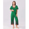 imageEkouaer Womens Capri Pajama Set Short Sleeve Top and Pants 2 Piece Sleepwear Floral Print Ladies Pjs SetsGreen Feather